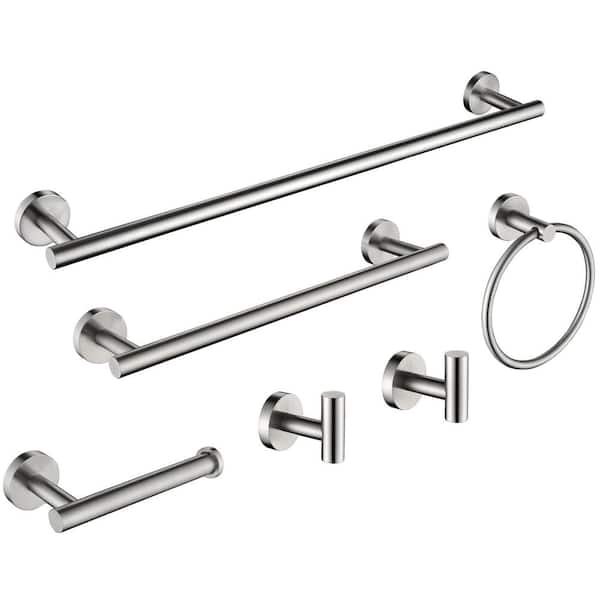 6-Piece Stainless Steel Bathroom Hand Towel Holder Rack Set Wall Mount in Brushed Nickel