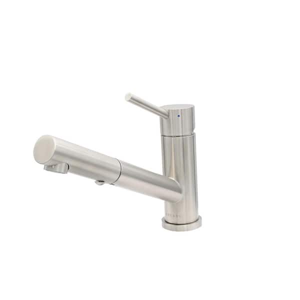 Lulani Bali Single Handle Pull Out Sprayer Kitchen Faucet Deckplate Included in Brushed Stainless