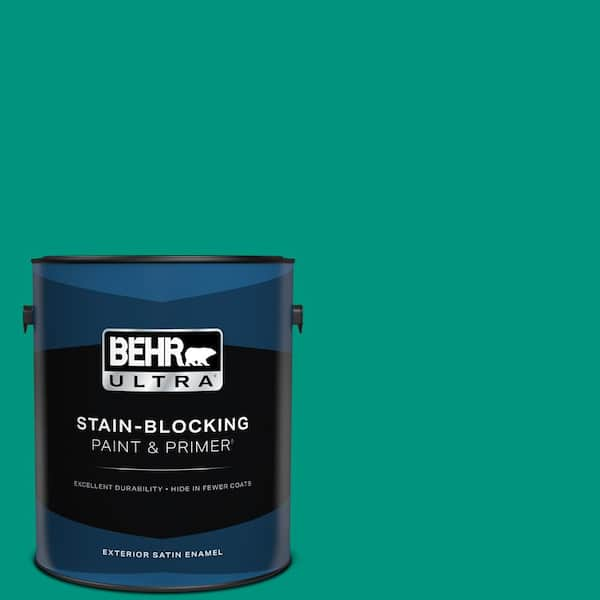 BEHR ULTRA 1 gal. #S-G-480 Aqua Waters Satin Enamel Exterior Paint & Primer