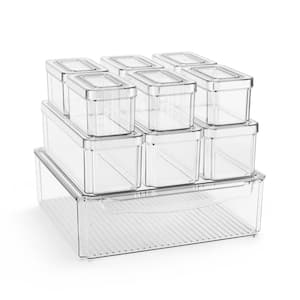 Stackable Refrigerator Storage Bins with Lids and Handle Kitchen Pantry Storage Organizer 10-Pack