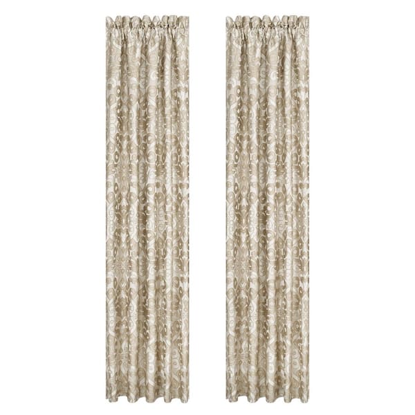 J QUEEN NEW YORK INC Amarella Gold Medallion Polyester Room Darkening Window Panel 50 in. W x 84 in. L (Set of 2)