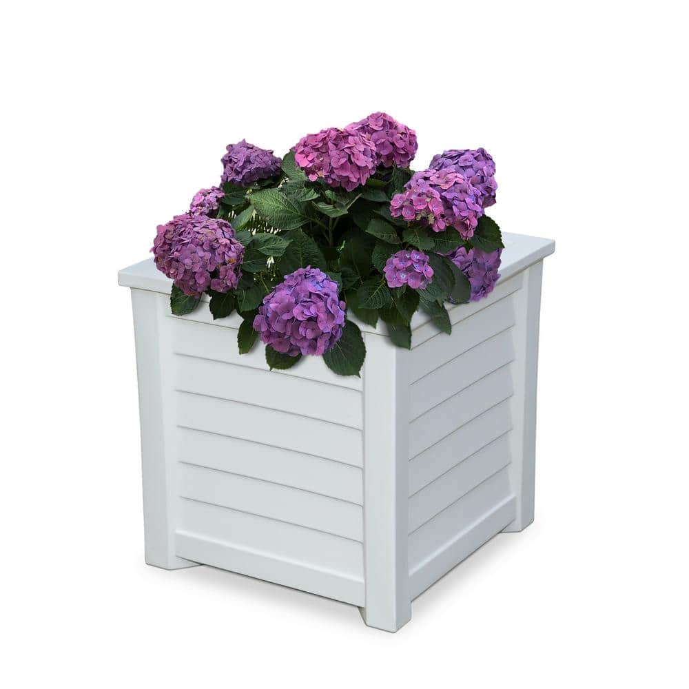 Lakeland White Resin Square Planter with Water Reservoir
