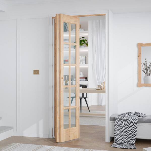 Fredbeck 32 in. x 80 in. Unfinished Clear Glass Solid Core Wood