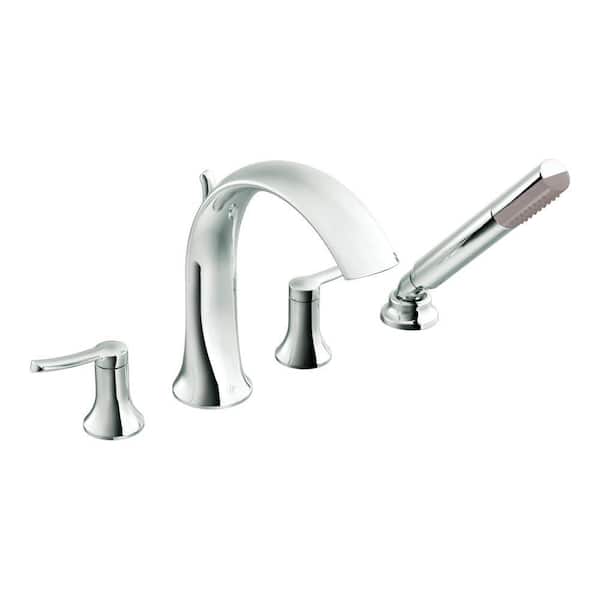 MOEN Fina 2-Handle Deck-Mount High Arc Roman Tub Faucet Trim Kit with Handshower in Chrome (Valve Not Included)