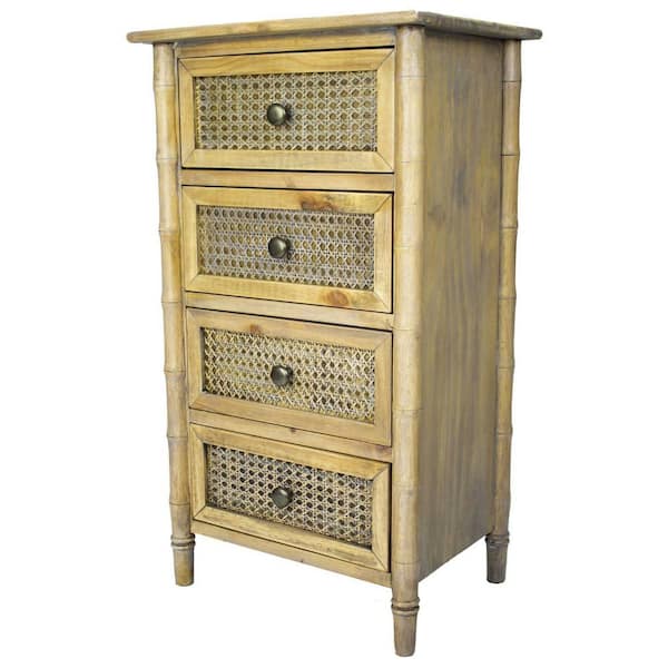 HomeRoots Shelly Rustic Wood Wood Cabinet with a Drawers