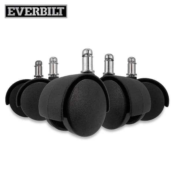 2 in. Black Plastic and Steel Twin Wheel Swivel Friction Grip Stem Office Chair Caster with 75 lb. Load Rating