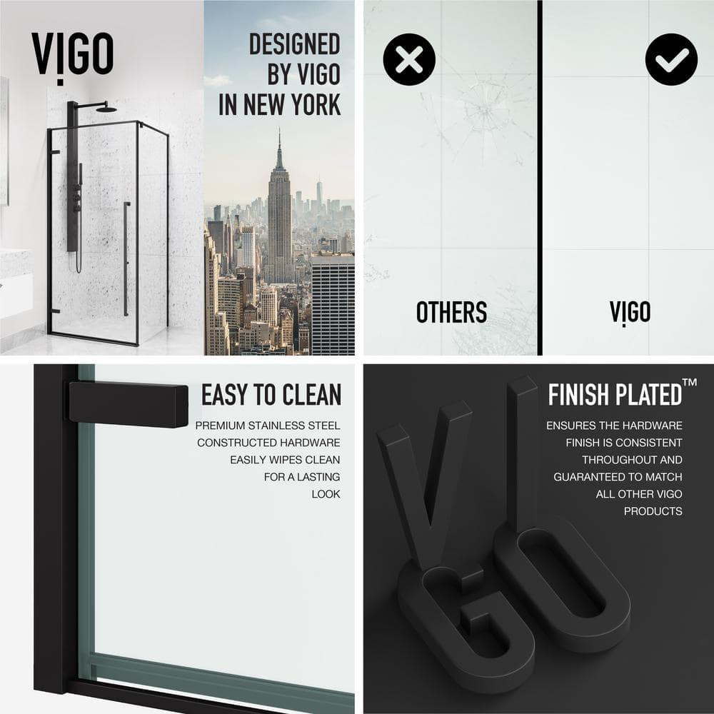 Meridian 34" Matte Black Framed Hinged Shower Enclosure
