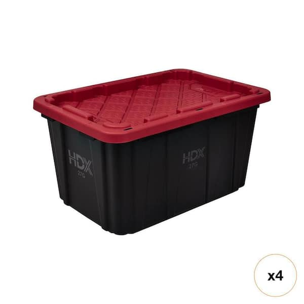 27 Gal. Tough Storage Tote in Black and Red