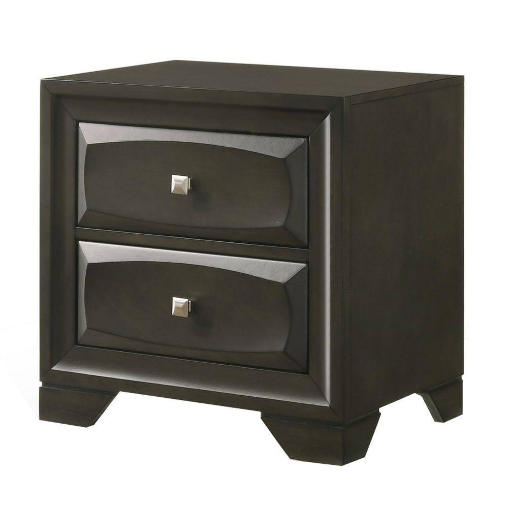 Benjara 17 In. 2-Drawer Gray Wooden Nightstand BM185465 - The Home Depot