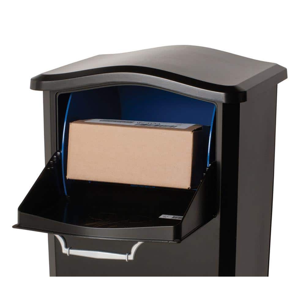 Black Locking Aluminum Parcel Drop Box with Rotating Drum