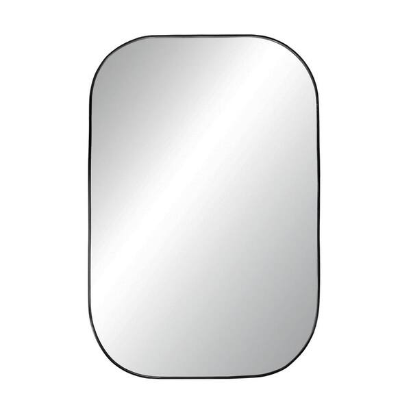 Unbranded 24 in. x 36 in. Infinity Black Metal Rounded Corners Framed Decorative Mirror