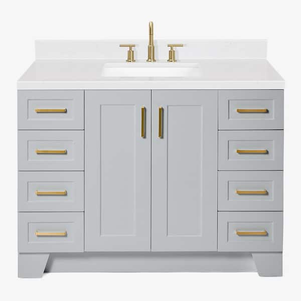 Taylor 48 in. W x 22 in. D x 36 in. H Single Sink Freestanding Bath Vanity in Gray with Carrara Quartz Top