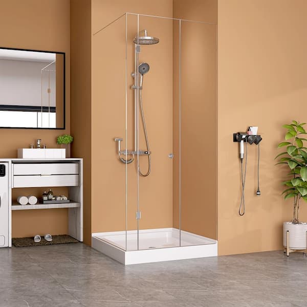 NTQ 36 in. x 36 in. Acrylic Double Threshold Corner Floor