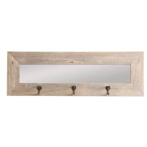 Small Rectangle Grey/Brown Hooks Casual Mirror (10.5 in. H x 32.5 in. W)
