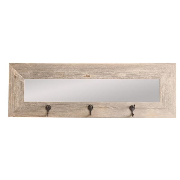 BrandtWorks Small Rectangle Grey/Brown Hooks Casual Mirror (10.5 in. H x 32.5 in. W)