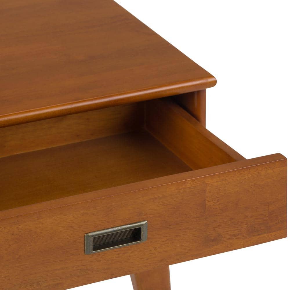 Draper Teak Brown Solid Hardwood End Table with Drawer