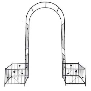 86 .6 in. Metal Garden Arch Trellis with 2 plant stands