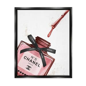 Makeup Nail Polish Brush Drip Pink Fashion Design by Ziwei Li Floater Frame Culture Wall Art Print 21 in. x 17 in.