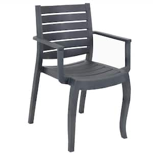 Illias Plastic Outdoor Patio Arm Chair - Gray