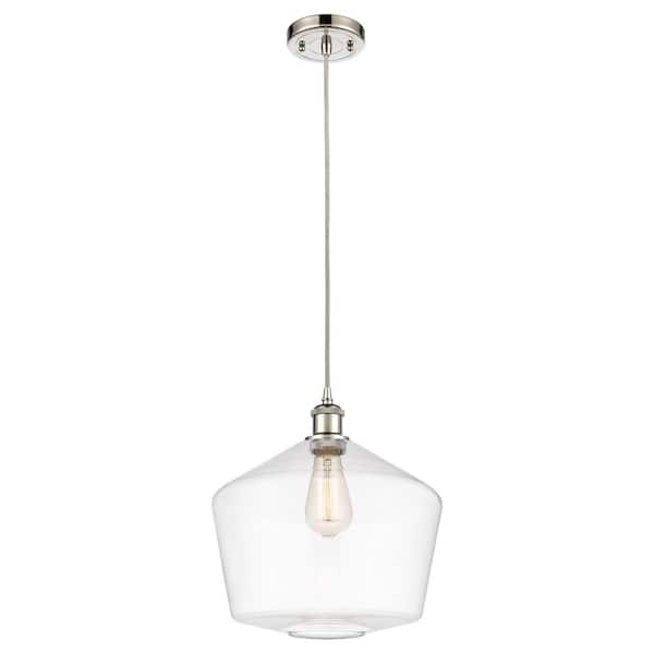 Cindyrella 100-Watt 1-Light Polished Nickel Standard Mini Pendant Light with Clear Glass Shade, No Bulbs Included