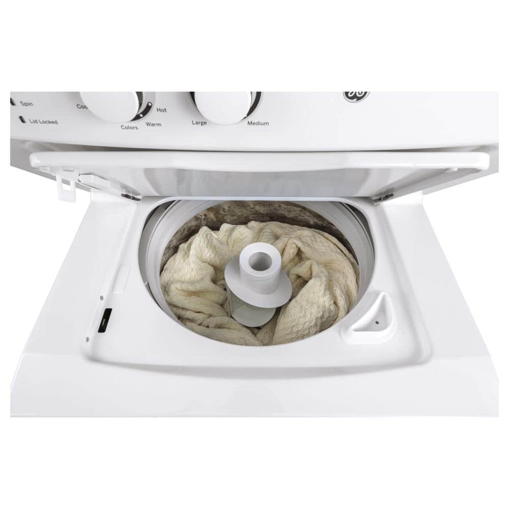 White Freestanding Electric Laundry Center with Stainless Steel Drums