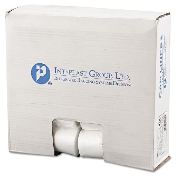 Inteplast Group High-Density Interleaved Commercial Can Liners, 55 gal, 17 microns, 36 x 60, Clear