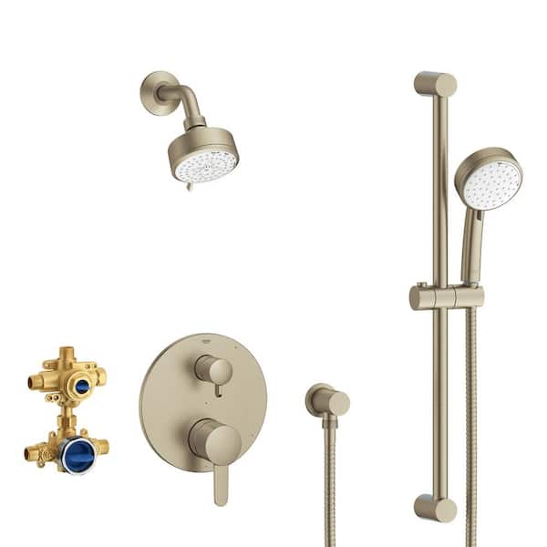 GROHE Cosmopolitan 2-Spray Dual Wall Mount Fixed and Handheld Shower Head 1.75 GPM in Brushed Nickel