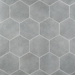 Klyda Graphite 12.6 in. x 14.5 in. Matte Hexagon Porcelain Floor and Wall Tile (10.51 sq. ft. / Case)