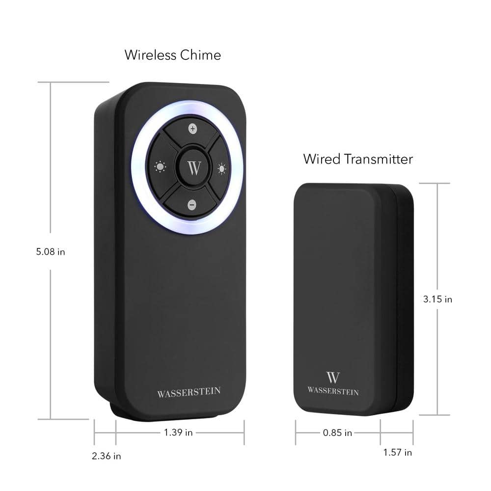 Black Wireless Smart Doorbell Chime with LED Light