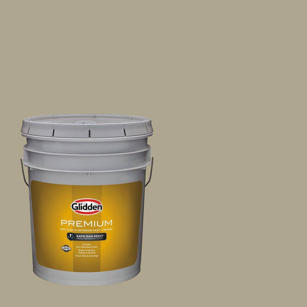 Glidden Premium 5 gal. Olive Gray PPG1027-4 Satin Exterior Latex