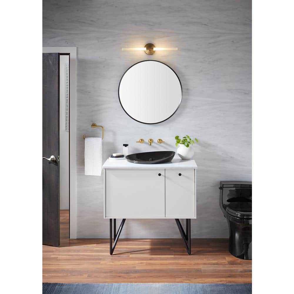 Essential 28" Round Matte Black Metal Bathroom Vanity Mirror