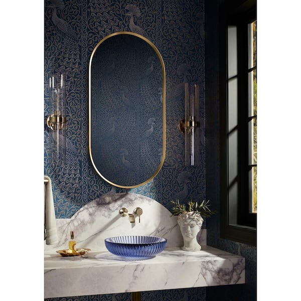 Salute Glass Round Vessel Bathroom Sink in Translucent Sapphire