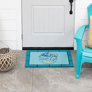 Salt Life Shady Palms Border Multi 18 in. x 30 in. Recycled Rubber Indoor/Outdoor Door Mat