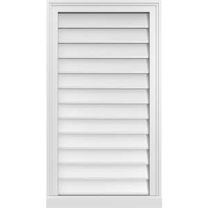 20 in. x 36 in. Vertical Surface Mount PVC Gable Vent: Decorative with Brickmould Sill Frame
