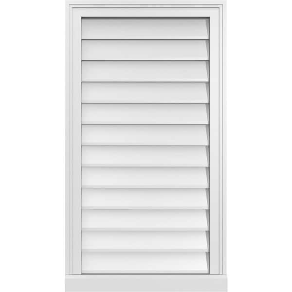 Ekena Millwork 20 in. x 36 in. Vertical Surface Mount PVC Gable Vent: Decorative with Brickmould Sill Frame