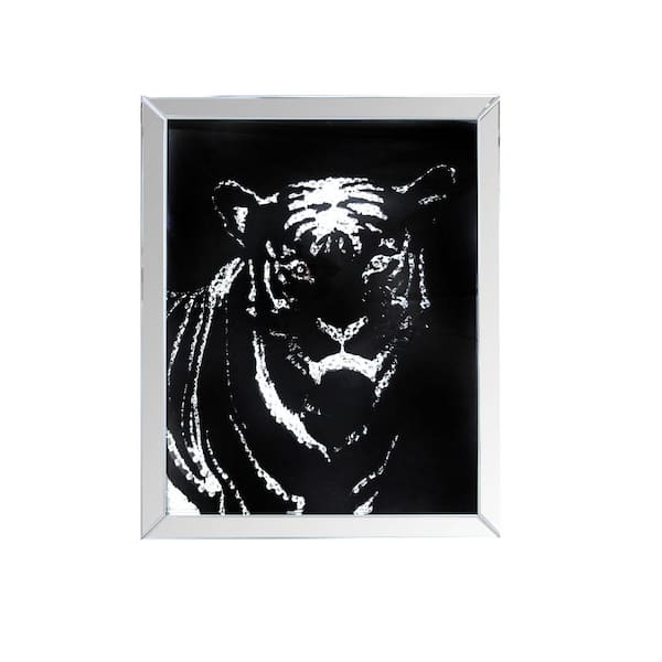 Acme Furniture Nevina 24 in. x 36 in. Mirrored and Faux Crystal Tiger Beveled