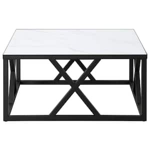 35 in. Black Square Wood Coffee Table