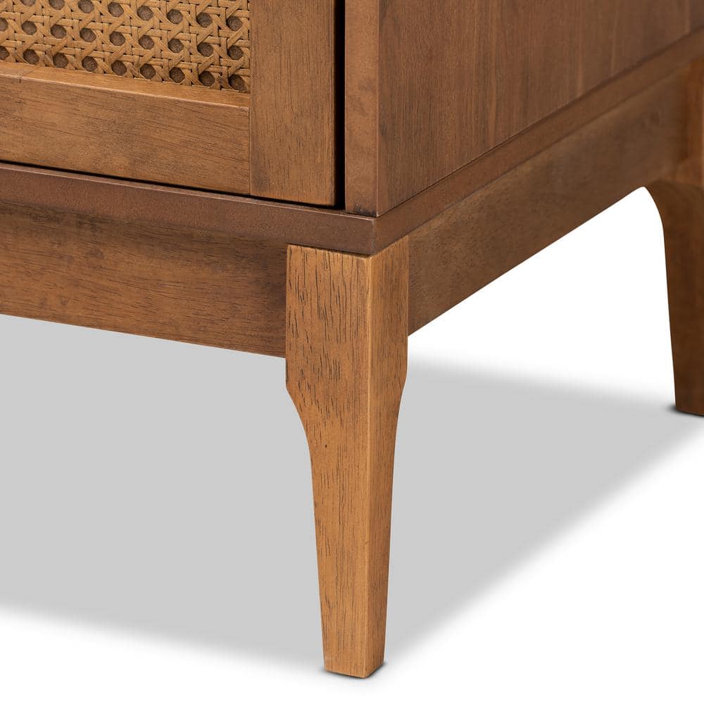 Ramiel Mid-Century Brown Ash Wood and Rattan 6-Drawer Dresser