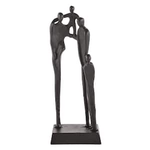 Brown Cast Iron Abstract Family of Four Together Sculpture - Tabletop Figurine for Desks, Accent Tables, or Shelves