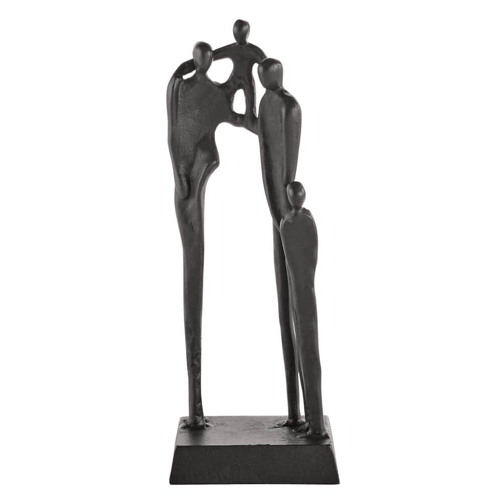 DANYA B Brown Cast Iron Abstract Family of Four Together Sculpture - Tabletop Figurine for Desks, Accent Tables, or Shelves