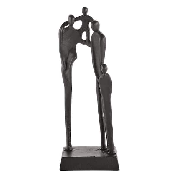 DANYA B Brown Cast Iron Abstract Family of Four Together Sculpture - Tabletop Figurine for Desks, Accent Tables, or Shelves
