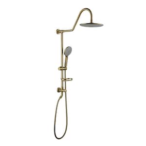 3-Spray Patterns with 2.5 GPM 10 in. Wall Mount Dual Shower Heads with Soap Dish in Brushed Gold (Valve Not Included)