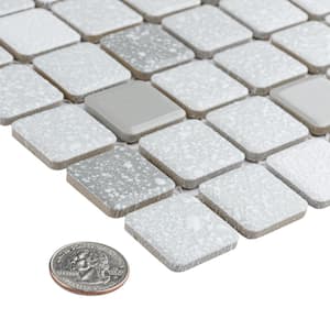 Crystalline Square Grey 11-3/4 in. x 11-3/4 in. Porcelain Mosaic Tile (9.8 sq. ft./Case)