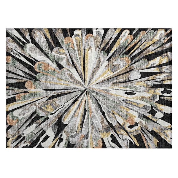 Chantille Machine Washable Indoor/Outdoor Abstract ACN2838 Black 2 ft. x 3 ft. Accent Rug