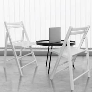 Casual Home White Wooden Folding Chairs 2-Pcs Set