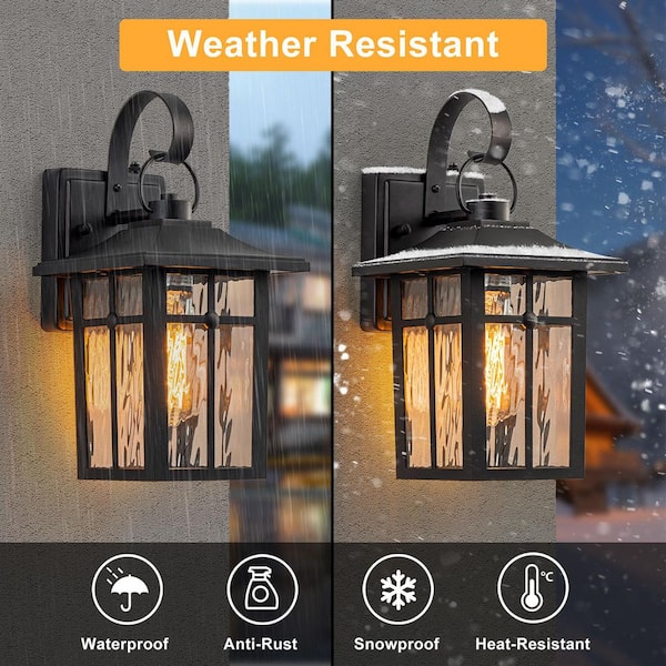 Maxax Hawaii 13 in. 1-Light Black Modern Lantern Aluminum Dusk to