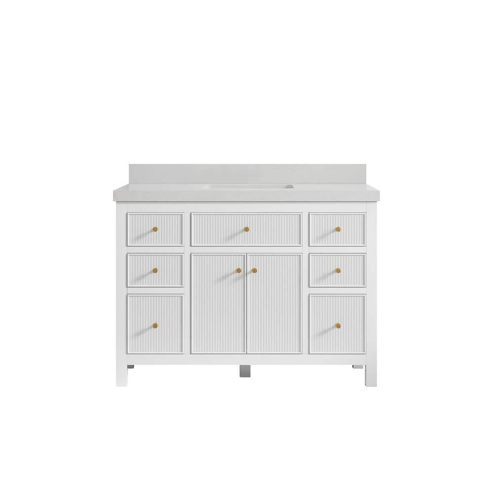 "Sonoma 48 in. W x 22 in. D x 36 in. H Bath Vanity in White with 2"" Carrara Quartz Top" price history on PriceWatchPro