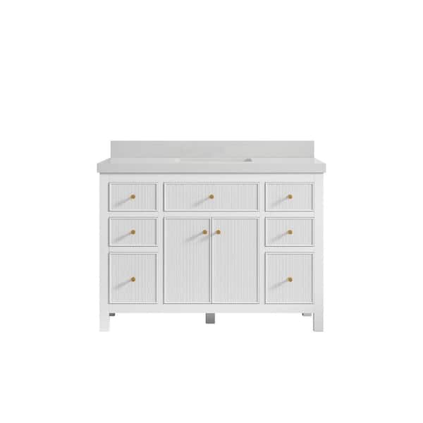 Willow Collections Sonoma 48 in. W x 22 in. D x 36 in. H Bath Vanity in White with 2" Carrara Quartz Top