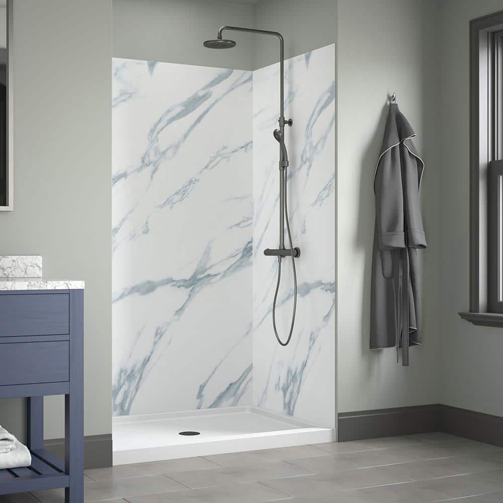 48'' White Rectangular Acrylic Shower Base with Center Drain