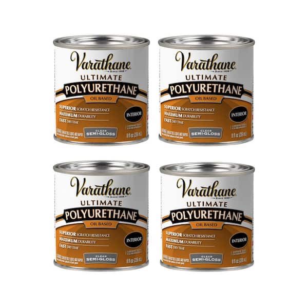 Varathane 8 Ounce Clear Semi-Gloss Oil-Based Interior Shellac, Lacquer & Polyurethane (4-Pack)